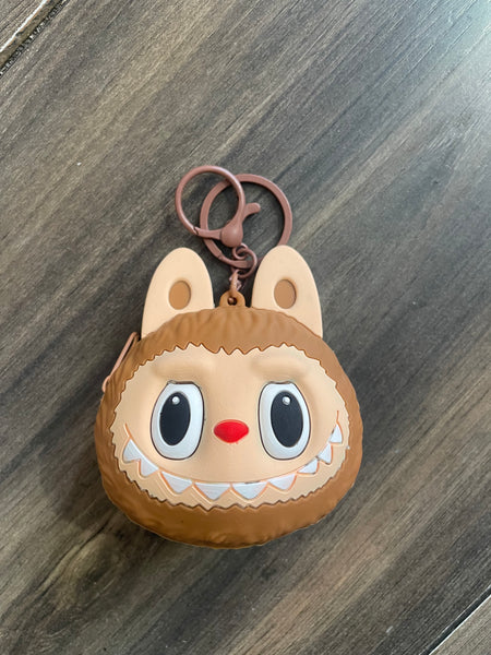 Portamonete applique borsetta Labubu marrone