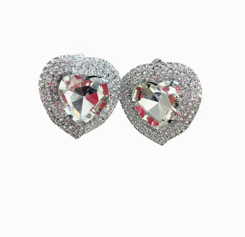 Coppia orecchini Big cuore strass