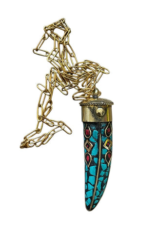 Collana corno tibetano grande vari colori 70 cm