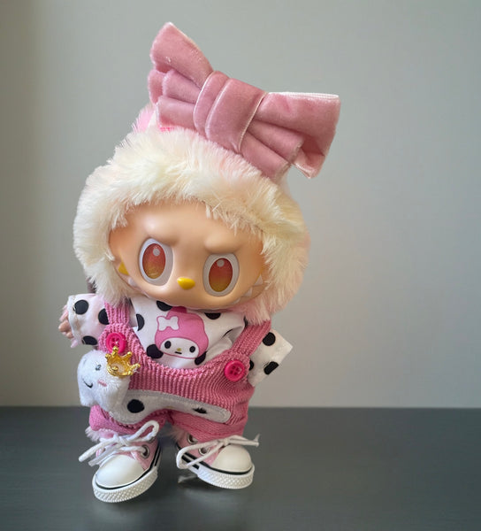 Completo my Melody  salopette t-shirt fiocco e sneackers per Labubu