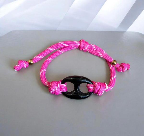 Bracciale Marine Florida chain  regular  centrale nero cordino in vari colori