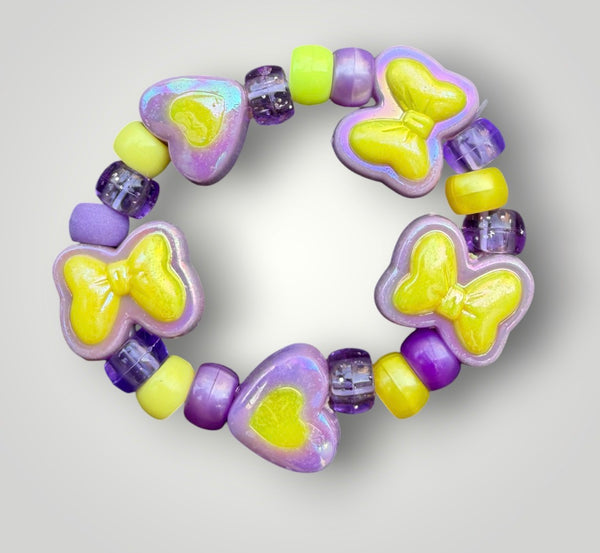 Bracciale Colors fiocchi cuori e pony Beads lilla