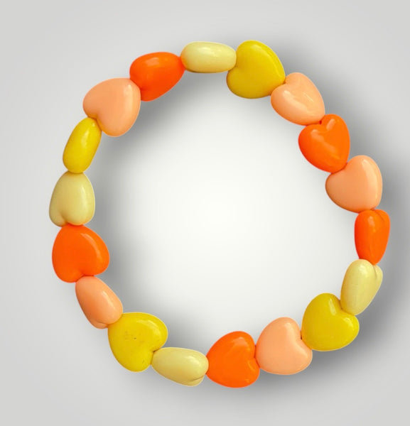 Bracciale colors Beads giro cuori small effetto lucido mix colori arancio e giallo