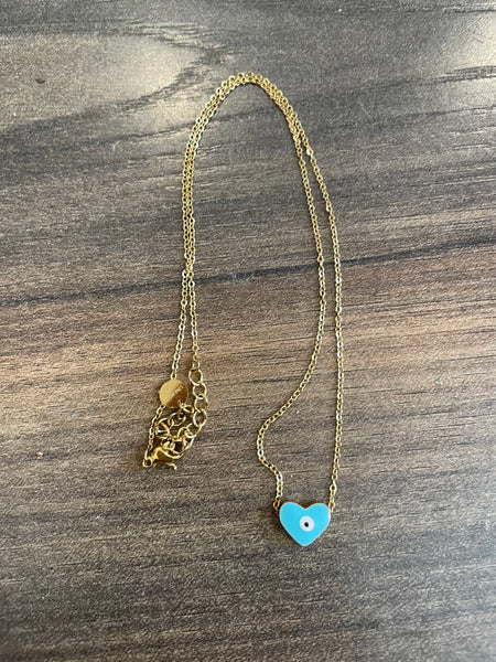 Collana cuoricino con occhio vari colori