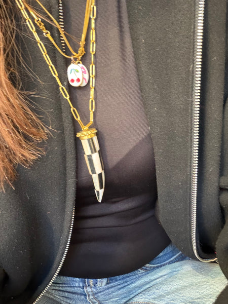 Collana corno tibetano grande lunghezza 80 cm