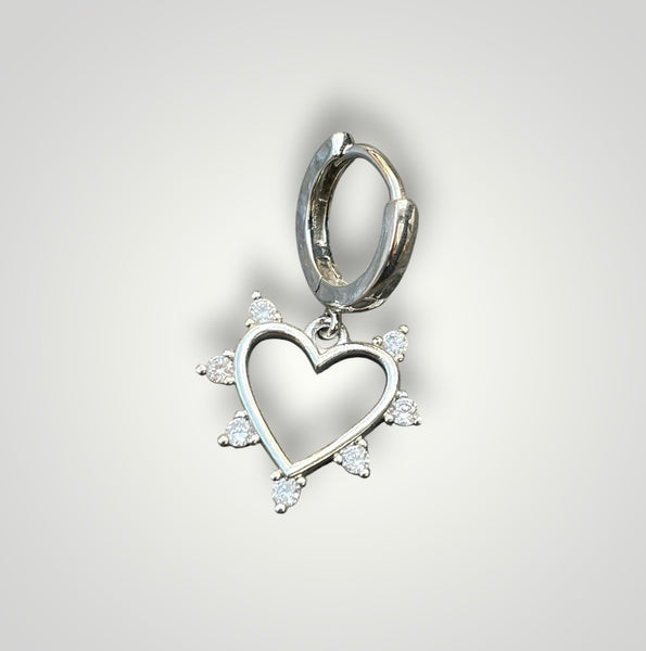 Mono orecchino cuore con crystal raggio due varianti colore