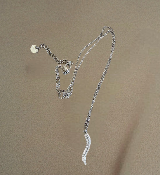 Collana cornetto portafortuna crystal  varianti colore