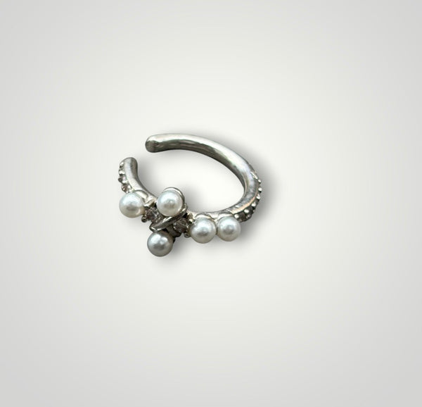 Mono earcuff croce perle