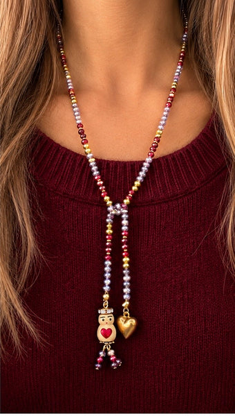 Collana Chinitos  de La Buena  Suerte corallo rosa oro