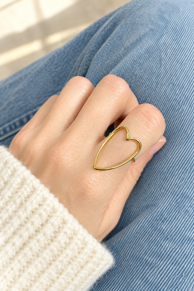 Anello regolabile cuore vuoto liscio