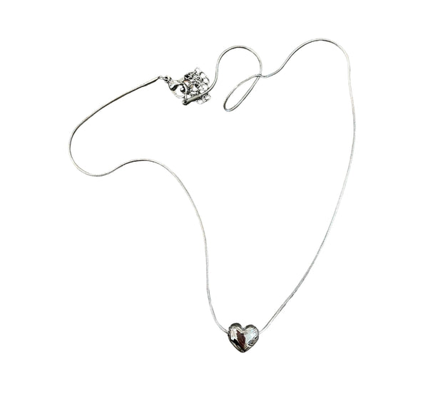 Collana mini cuore puff orizzontale micro snake tubolare due varianti colore