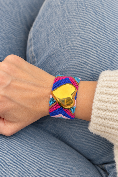 Bracciale friendship con cuore puff