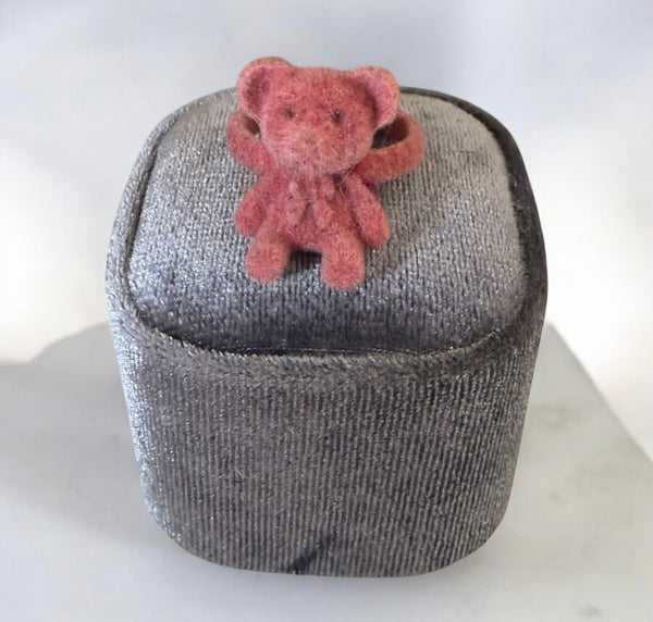 Anello regolabile  orsacchiotto teddy bear velluto vintage style