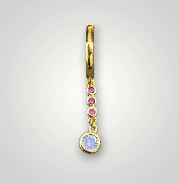 Mono orecchino con charms barra punto luce vari colori