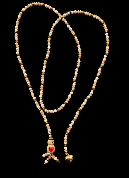Collana Chinitos  de La Buena  Suerte beige champagne burro oro perla