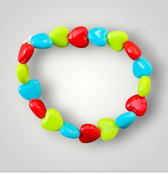 Bracciale colors Beads giro cuori small effetto lucido rosso verde  pistacchio turchese