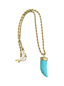 Collana corno pietra dura naturale e Rope corno turchese