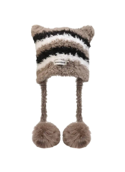 Cappello cuffia ponpon orecchie gattino vari colori