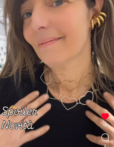 Collana choker Cuori Asa due varianti colore