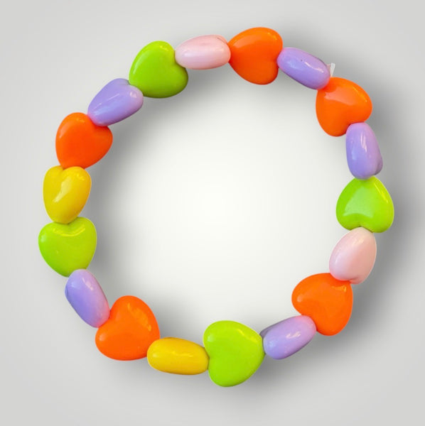 Bracciale colors Beads giro cuori small effetto lucido arancione lilla verde pistacchio rosa giallo
