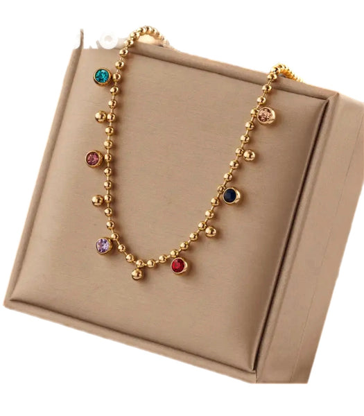 Collana girocollo multi cristal Rainbow