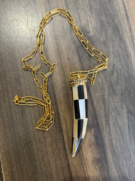 Collana corno tibetano grande lunghezza 80 cm