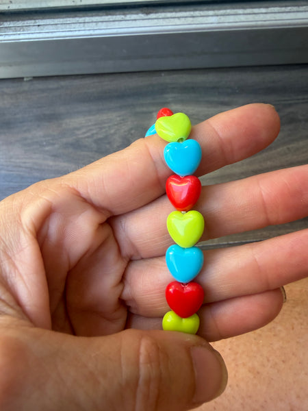 Bracciale colors Beads giro cuori small effetto lucido rosso verde  pistacchio turchese