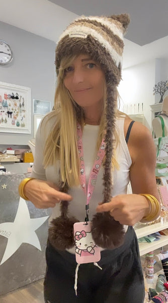 Cappello cuffia ponpon orecchie gattino vari colori