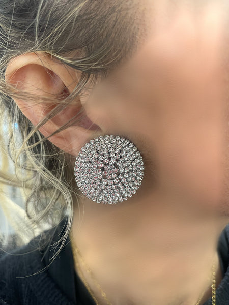 Coppia orecchini maxi sfera bling bling con clip