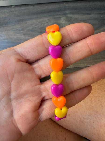 Bracciale colors Beads giro cuori small effetto lucido ciclamino arancione giallo