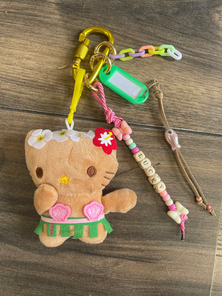 Portachiavi e applique borsa Pimp your Bag Hallo kitty Hawaii ballerina Hawaiana  in peluche