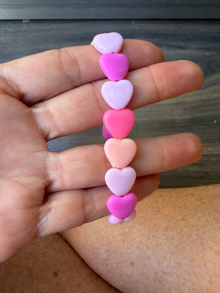 Bracciale colors Beads giro cuori small effetto lucido multi rosa