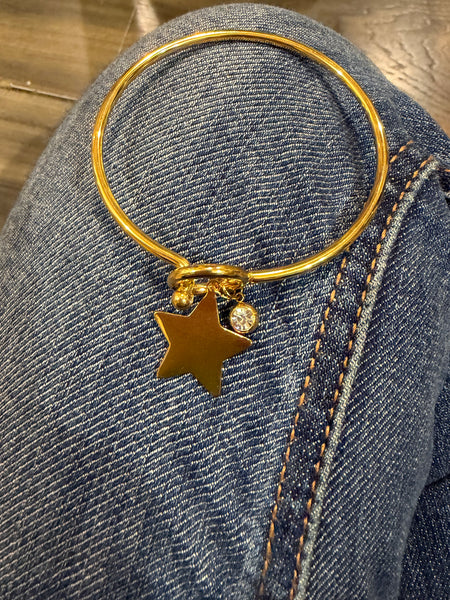 Bracciale rigido stellina e punto luce  due varianti colore