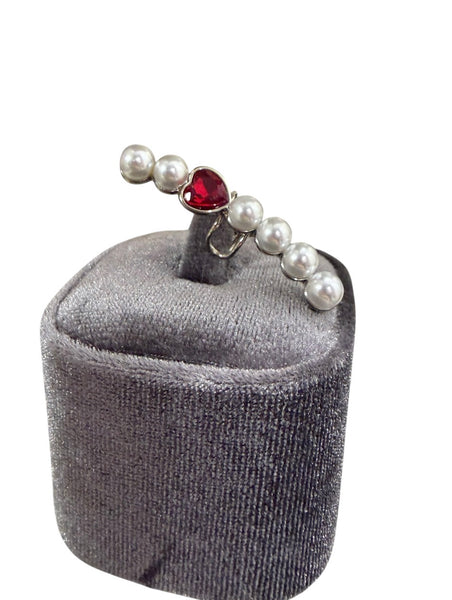 Mono Earcuff perle e cuore crystal