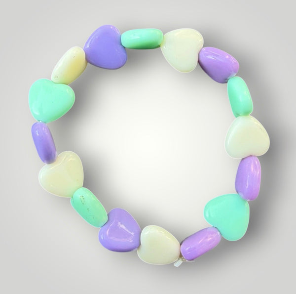 Bracciale colors Beads giro cuori small effetto lucido lilla verde acqua bianco
