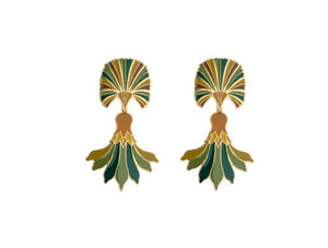 Coppia orecchini principessa glam winter flower green Palm