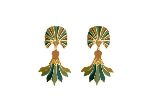 Coppia orecchini principessa glam winter flower green Palm