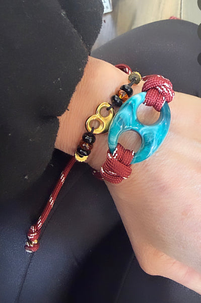Bracciale Marine Florida chain  regular  centrale Ottanio  marmorizzato cordino in vari colori