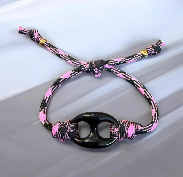 Bracciale Marine Florida chain  regular  centrale nero cordino in vari colori