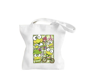 Canvas bag keroppi bianca