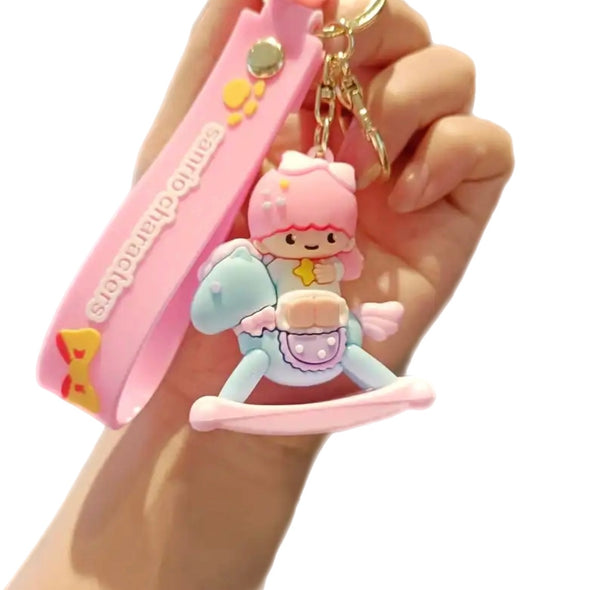 Pimp your Bag Keychain charms per borsa e portachiavi little twin star gemella Lala cavalluccio a dondolo