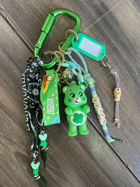 Pimp your Bag Keychain charms per borsa e portachiavi care bears orsetto del cuoreangelorso  verde quadrifoglio