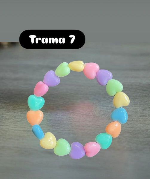 Bracciale Beads giro cuori small vari colori
