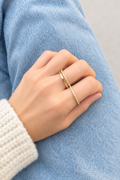 Anello doppio due varianti colore cuore pavettato