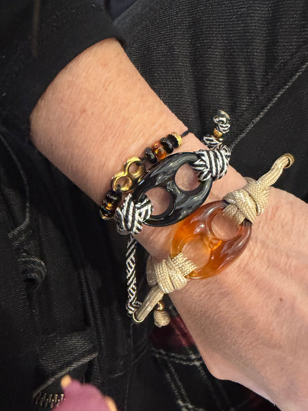 Bracciale Marine Florida chain  regular  centrale Ottanio  marmorizzato cordino in vari colori