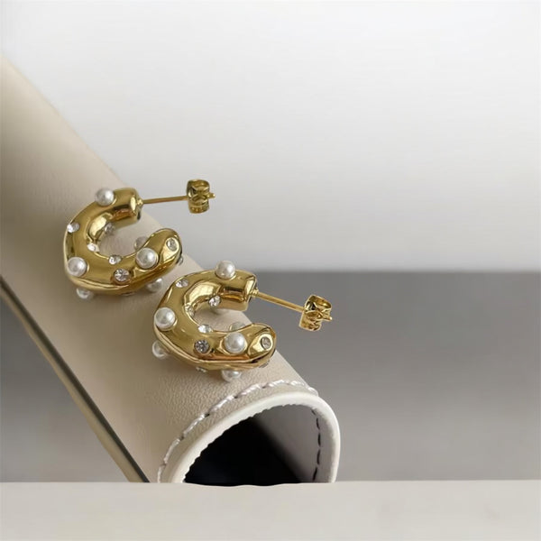 Coppia orecchini Donuts Crystal & perle  Gold