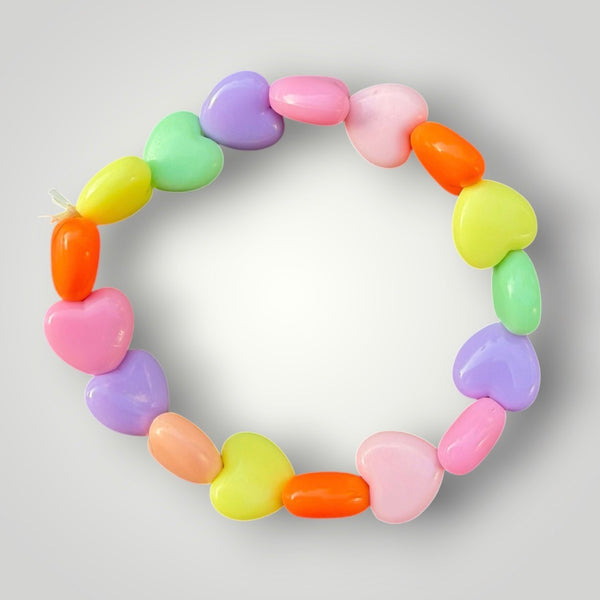 Bracciale colors Beads giro cuori small effetto lucido colori pastello più arancio strong