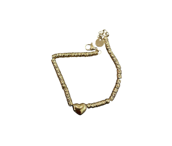 Bracciale catenina con dadini e cuore puff due varianti colore