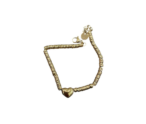 Bracciale catenina con dadini e cuore puff due varianti colore