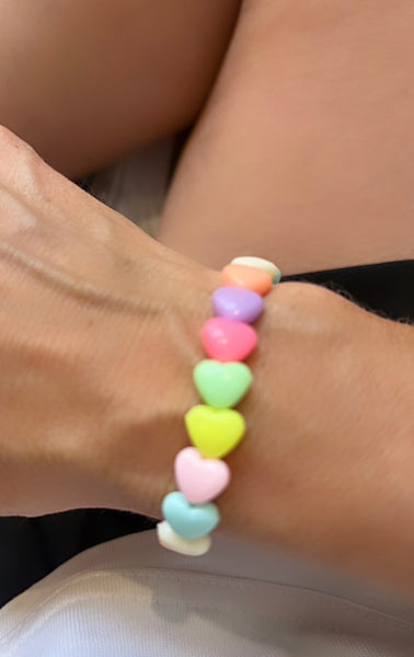 Bracciale colors Beads giro cuori xsmall colori pastello